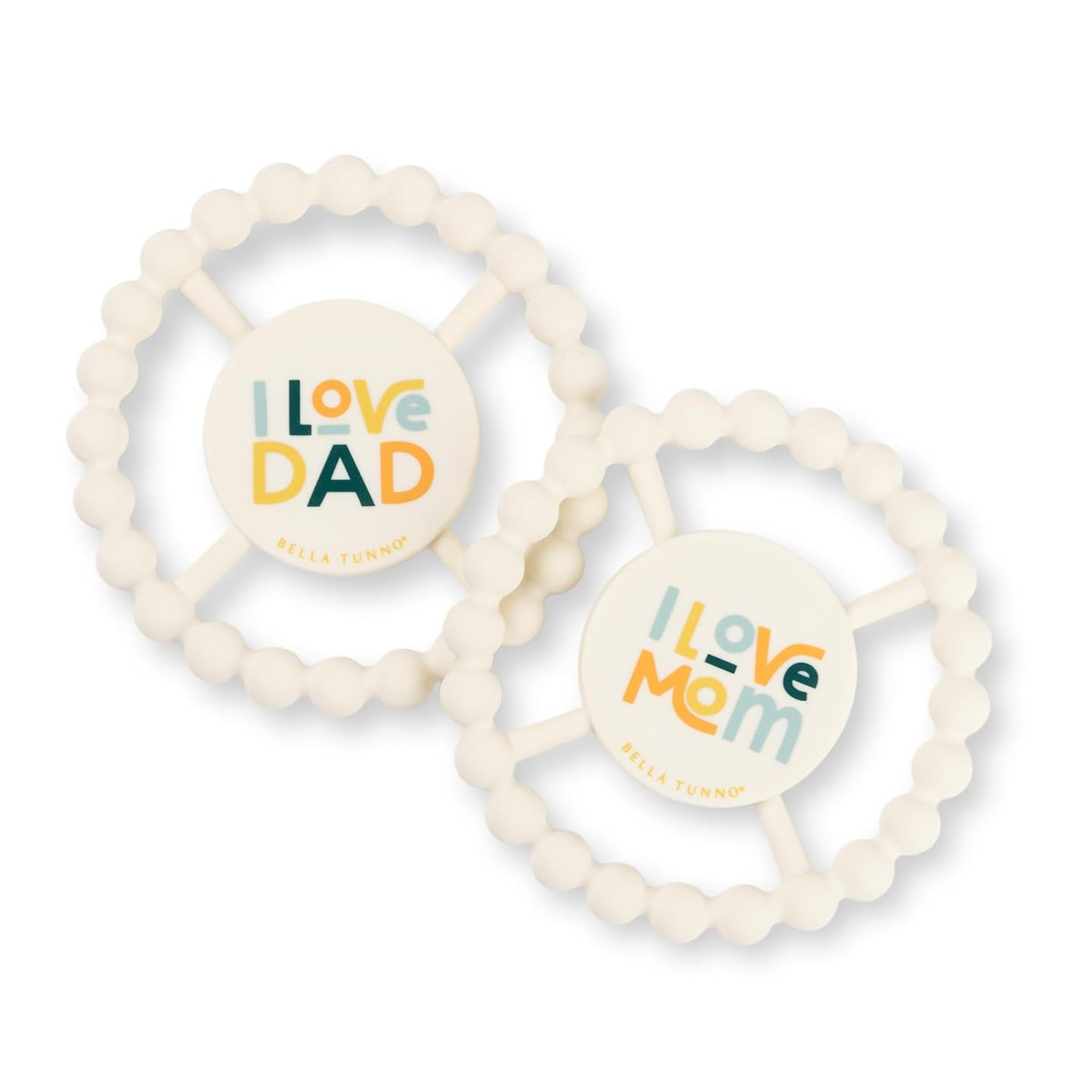 Baby Teether by Bella Tunno, Silicone Teethers for Babies 3-6 Months, 6-12 Months, Baby Toys, Pacifier, Teething Relief, Boys, Girls, Love Mom/Love Dad