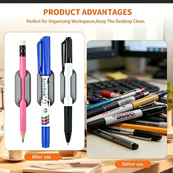 40 PCS Adhesive Pencil Holders for Desk, Silicone Pencil Holder