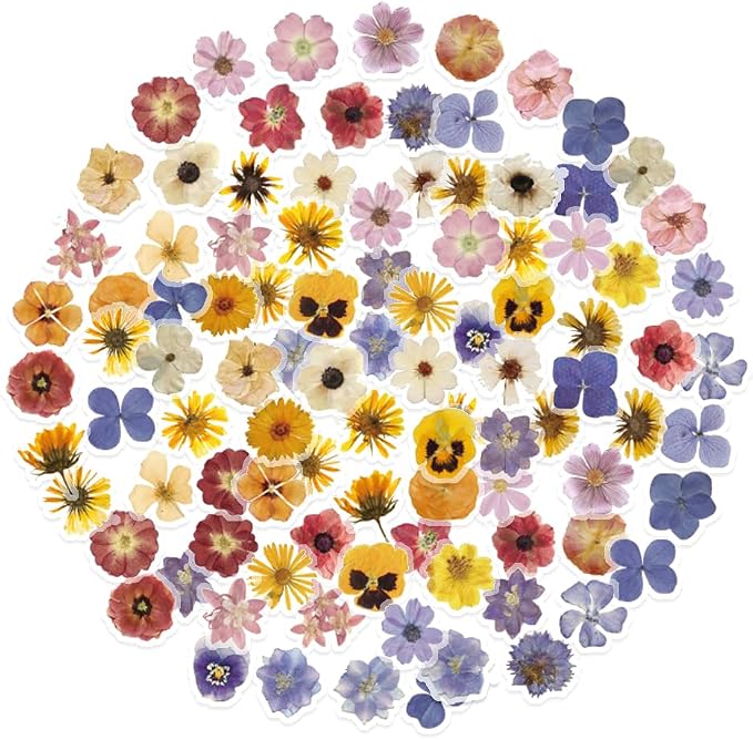 100Pcs Flower Stickers, Obujopal Small Floral PET Transparent Stickers