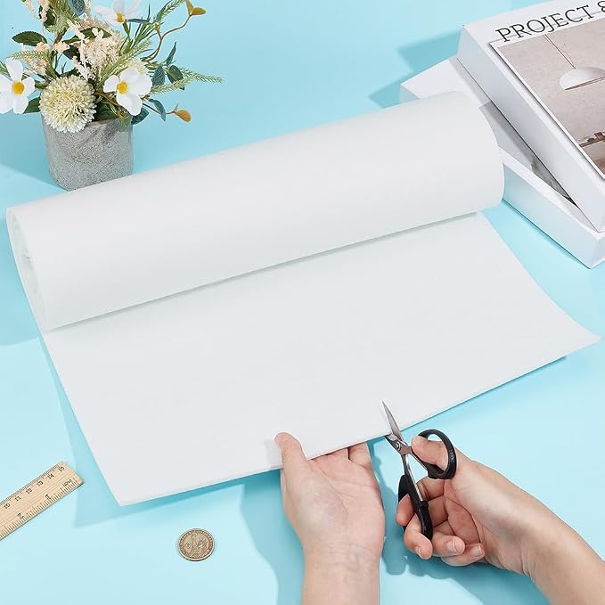 BENECREAT 78.7x15.7inch Felt Roll, Floral White Craft Felt Fabric, 3mm Thick