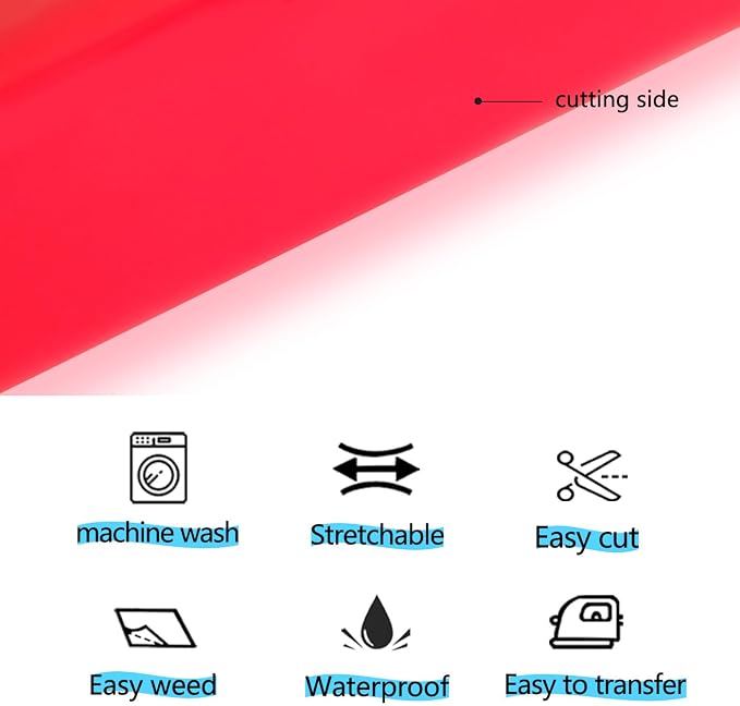 guangyintong Fluorescent Heat Transfer Vinyl Neon Red HTV Rolls, HTV Vinyl