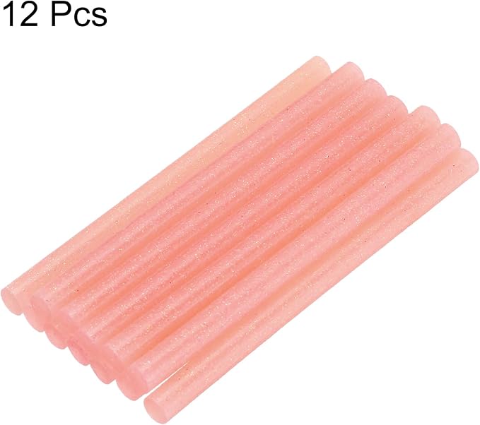 uxcell Mini Hot Glue Sticks for Glue Gun 7mm x 100mm Glitter Pink 12pcs