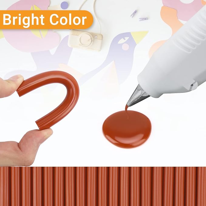 Brick Red Hot Glue Stick, Manarty 48 PCS Full Size 0.43" Dia x 4" Long Hot Melt