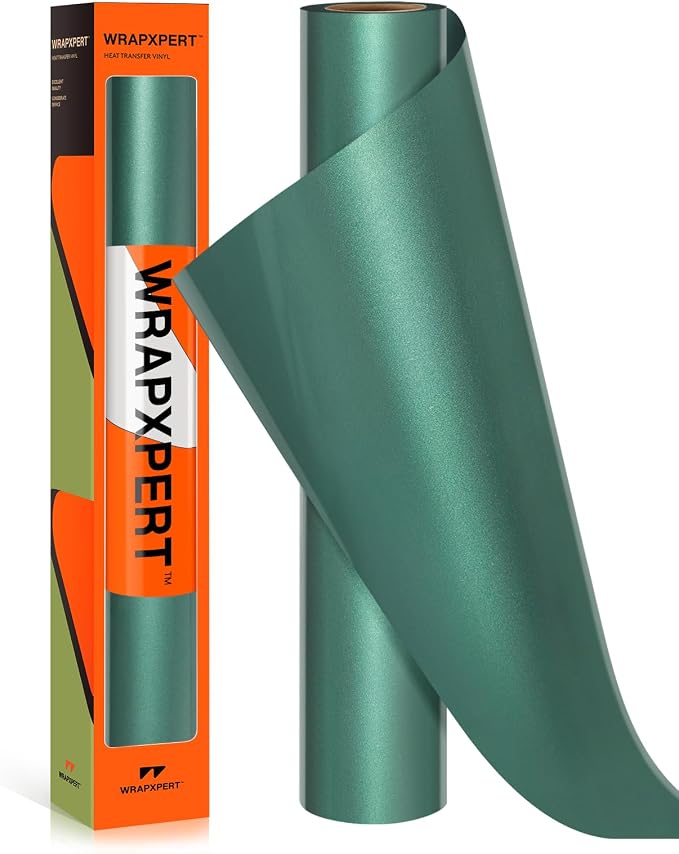 WRAPXPERT Metallic Green HTV Heat Transfer Vinyl Roll, Heat Press Vinyl