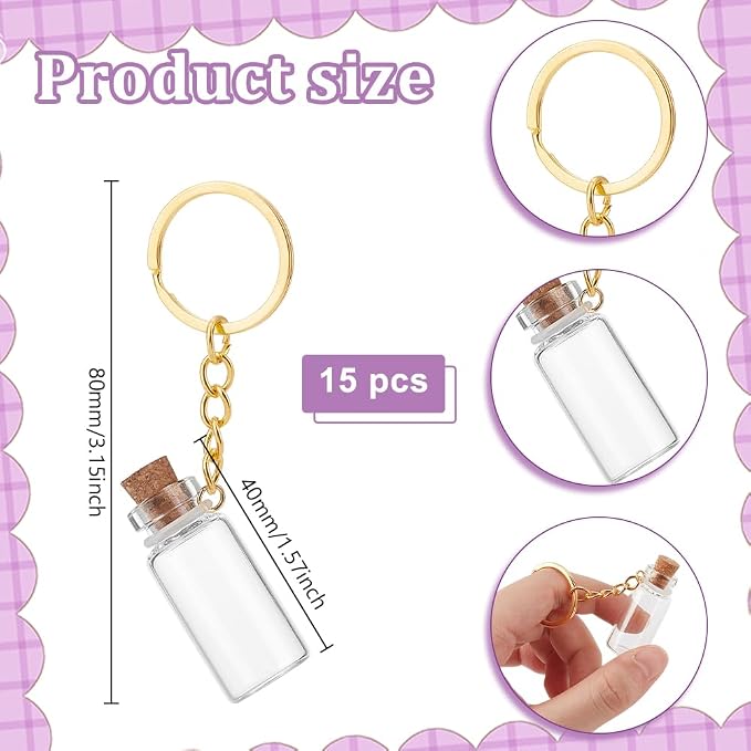 UNICRAFTALE 15Pcs Mini Glass Bottles 3ml Glass Vials
