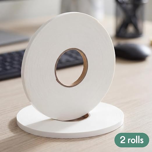 Tatuo 2 Rolls Double Sided Foam Tape PE Foam Tape Sponge Soft Mounting Adhesive