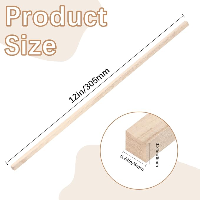150 Pcs Balsa Wood Sticks 1/4 x 1/4 x 12 Inch balsa Wood Strips Hardwood Square