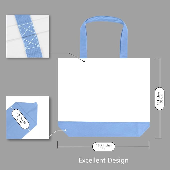 TOPDesign 1-Pack Super Strong Large 12oz Cotton Canvas Tote Bag, Reusable