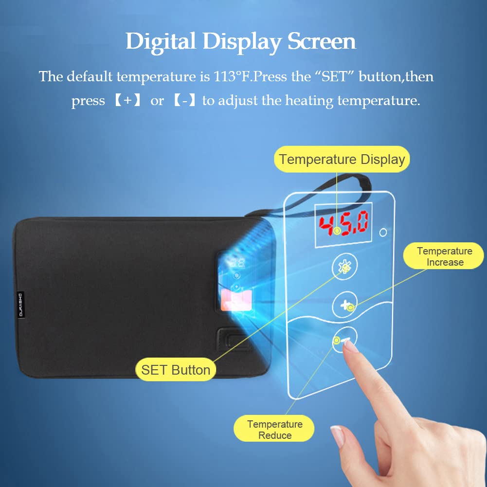 Portable USB Car Wipes Heater Warmer with Digital Display Screen,5V/10W Baby Wipes Thermostat Heating Bag,Heating Temperature Adjustable,Up to 80Pcs Wipes Capacity,for Car/Home/Travel/Camping