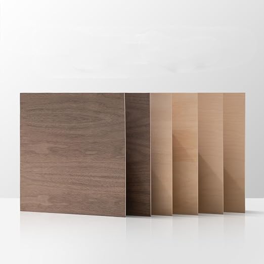 Rowood 6 Pack Plywood Sheets, 2 Pack Walnut+2 Pack Basswood+Double Pack Birch