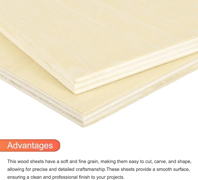 MECCANIXITY 3pcs Basswood Sheets 18 x 12 x 1/4 Inch Unfinished Wood Boards