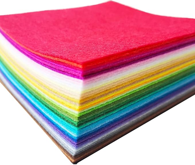 Felt Sheets, DIY Craft Sewing Pre-Cut Quilt Squares, Premium Colorful Hard