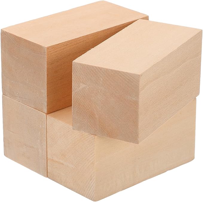 MECCANIXITY 4Pcs Basswood Carving Block, Arts Decoration, Crafts Whittling