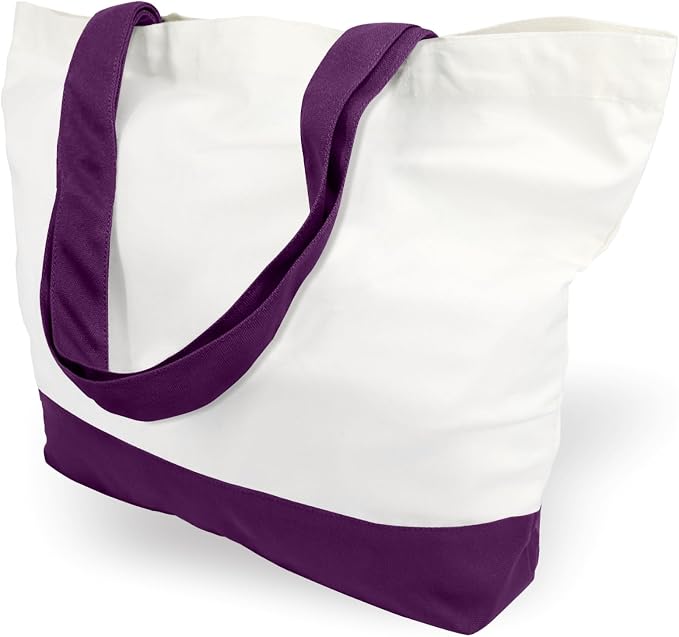 TOPDesign 3-Pack Super Strong Large 12oz Cotton Canvas Tote Bags, Reusable