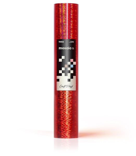 Mosaic+ Red Brushed Holographic 1ft x 5ft Crafting Vinyl Crinkle-Free 8yr UV
