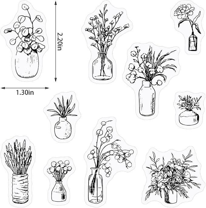 Estivaux Flowers Leaves Clear Stamps