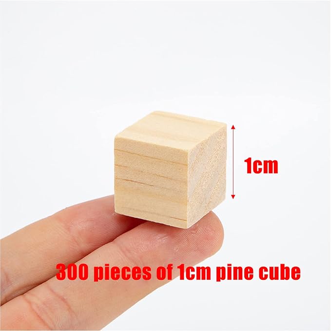 Wood Blocks for Crafts, Unfinished Wood Cubes, 1cm Natural Wooden Blocks
