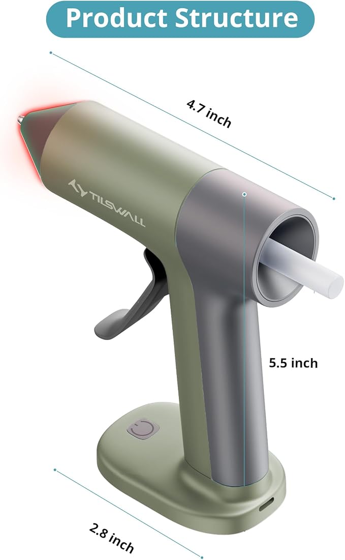 Tilswall Cordless Hot Glue Gun, 30s Fast Preheat