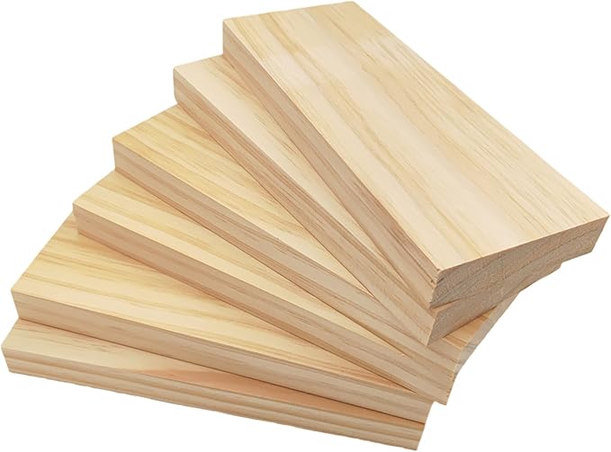 6PCS Rectangle Wood Boards Unfinished Wood Blocks