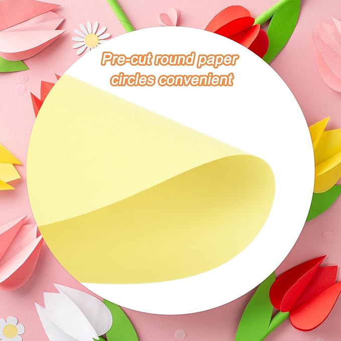 MECCANIXITY 60 PCS Light Yellow Circle Cutouts Paper, 8 Inch Round Cutouts