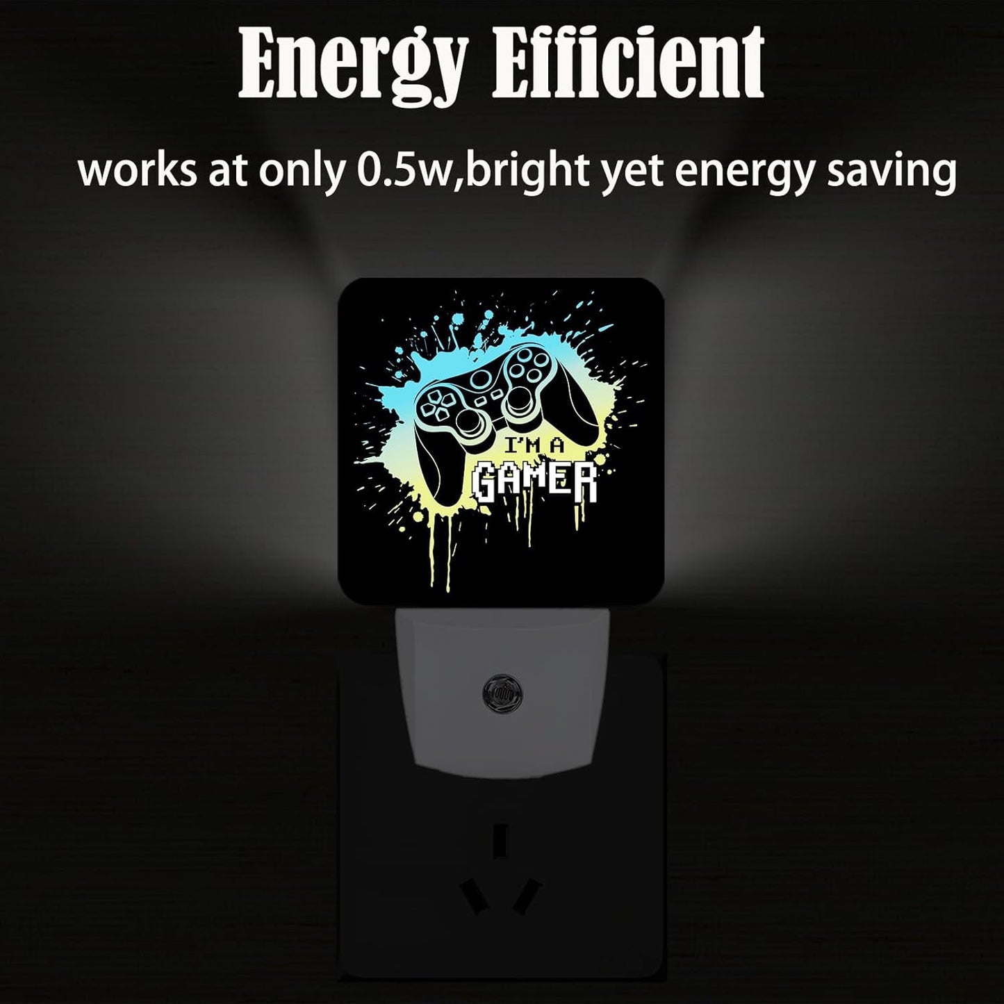 I'm A Gamer Night Light,Plug Into Wall with Dusk to Dawn Light Sensors, Warm Nightlights for Bedroom, Bathroom, Hallway, Kitchen, Gifts Ideal for Boys Girls Women Men