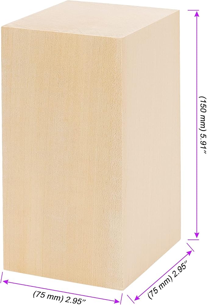 JOIKIT 4 Pack 6 x 3 x 3 Inches Basswood Carving Blocks, Unfinished Soft Wood