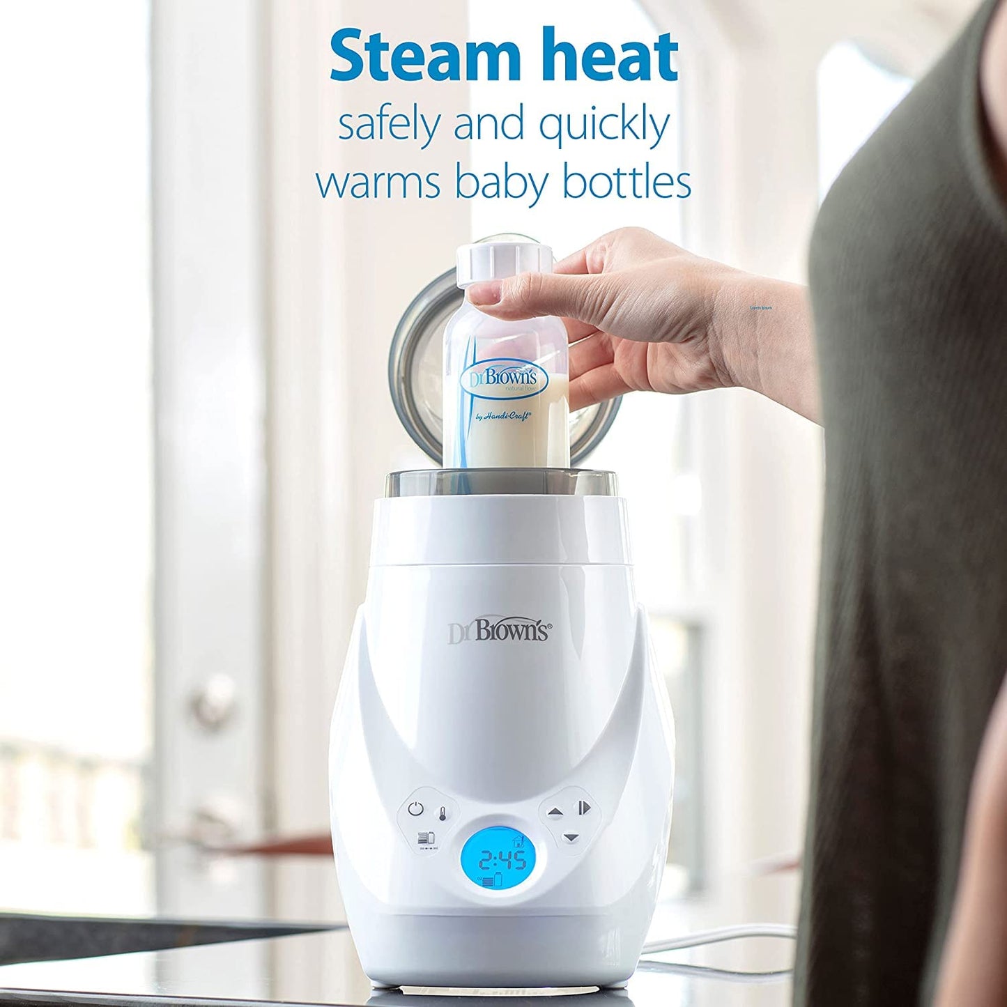 Dr. Brown’s Deluxe Baby Bottle Warmer and Sterilizer, for Baby Bottles and Baby Food Jars with Anti-Colic Options+ Narrow Baby Bottles 4 oz/120 mL, with Level 1 Slow Flow Nipple, 4 Pack, 0m+
