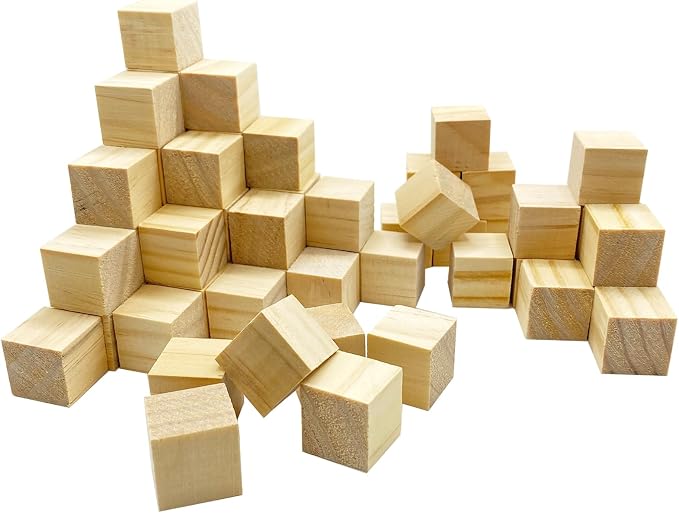 MUXGOA Wooden Cubes, 3/4inch Wood Square Blocks