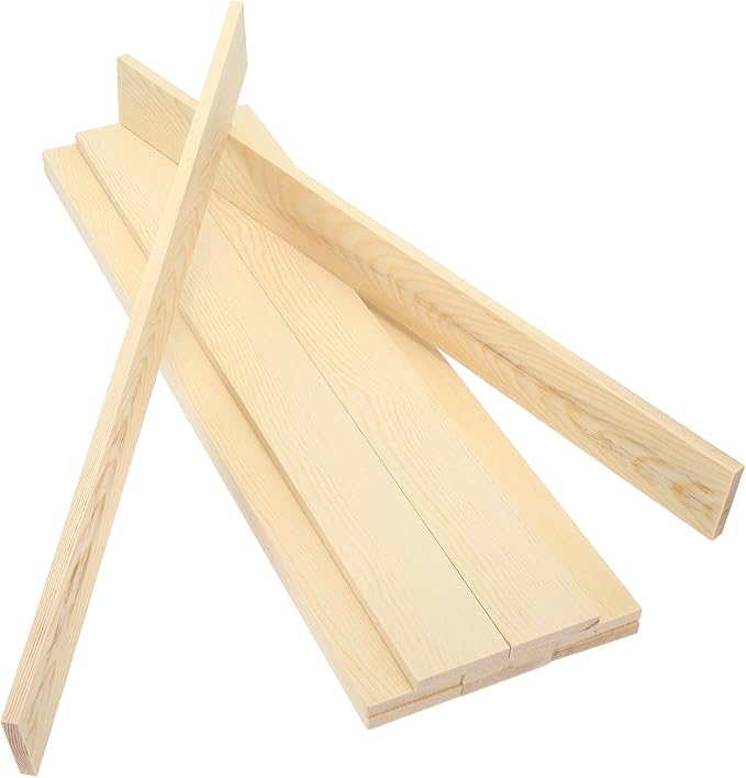 MECCANIXITY 10Pcs Wood Strips Slats, 3/16" x 1‑5/8" x 16" Thin Wood Sticks Flat