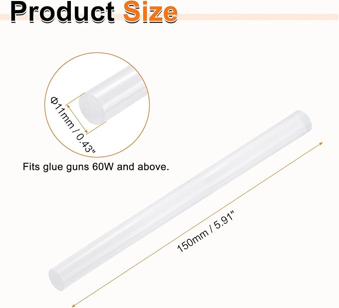 HARFINGTON 10pcs Hot Glue Sticks 0.43" Dia x 5.91" Long EVA Mini Hot Melt