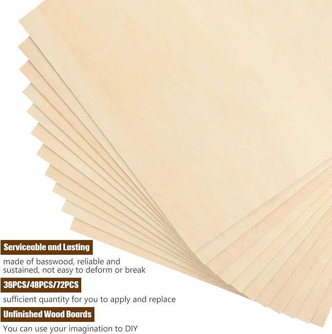 Riakrum Basswood Sheets Plywood Board Unfinished Wood Boards