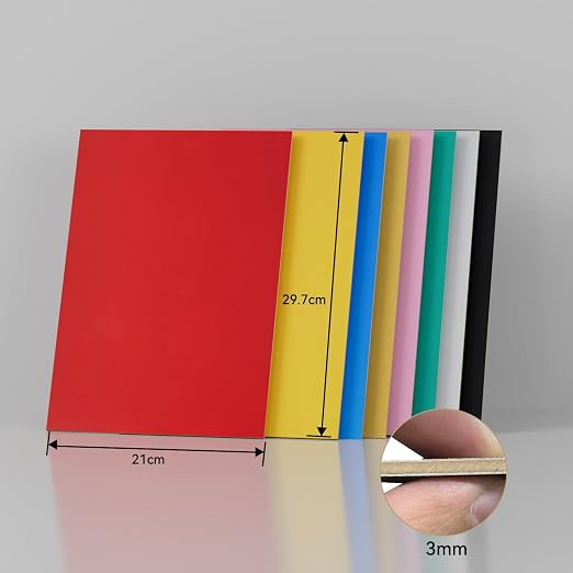 8 Pack Pre-Painted Colored Plywood Sheets, 11.7"x8.3"x1/8" Basswood