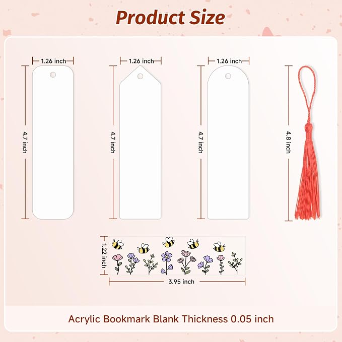 120Pcs Acrylic Bookmark Blanks Kits