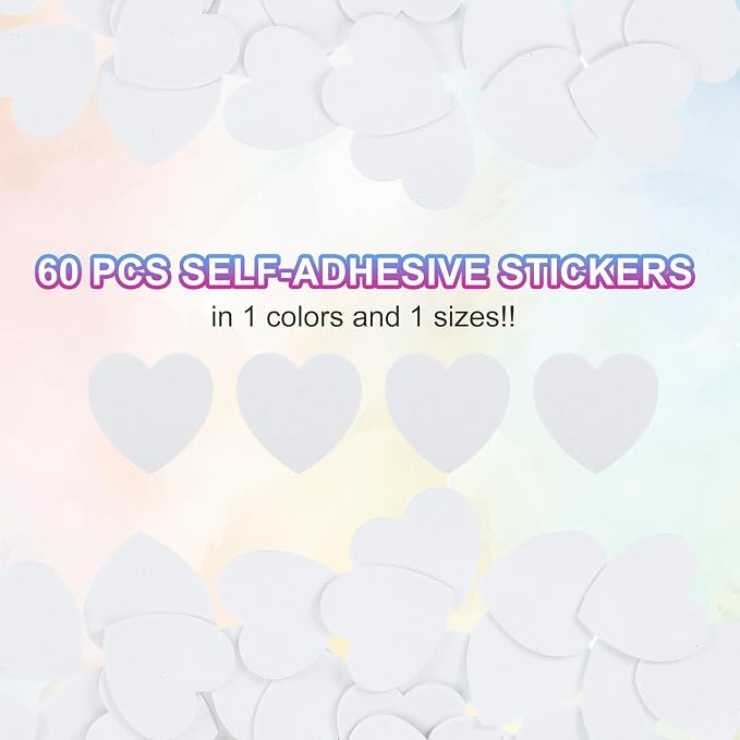 MECCANIXITY 60Pcs Glitter Foam Stickers 1 Inch Self-Adhesive Sparkly