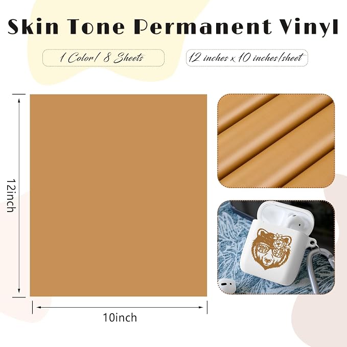 Tintnut Skin Tone Permanent Vinyl 8 Sheets 12x10in Permanent Adhesive Vinyl |