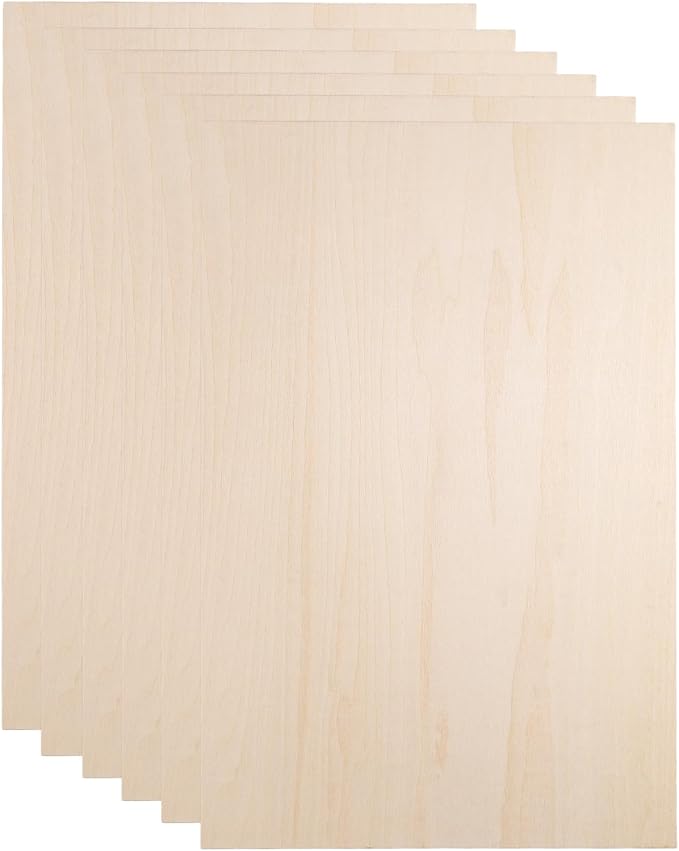 HARFINGTON 6pcs 2mm Basswood Plywood Sheets 12" x 8" x 3/32" Thin Unfinished