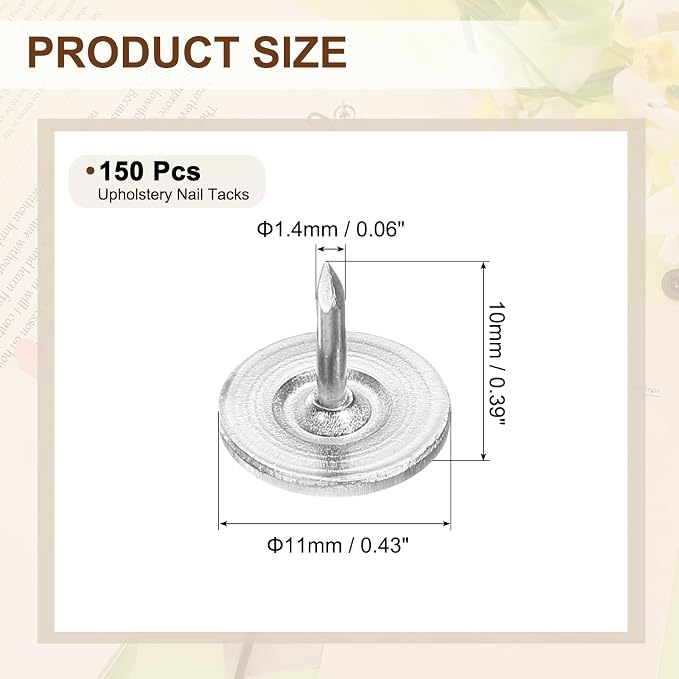 uxcell 150Pcs Upholstery Tacks, 11mmx10mm Flat Head Thumb Tack Decorative