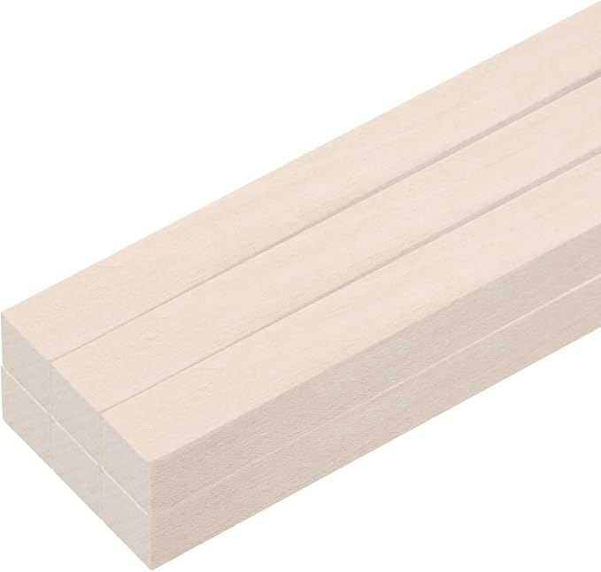 MECCANIXITY 6pcs Wood Sticks, 5/8"x 5/8" x 12" Rectangle Wooden Cube Wood