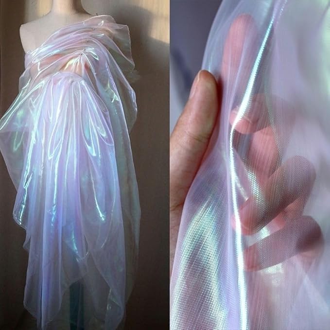 3.3 Yard Long White Iridescent Organza Fabric
