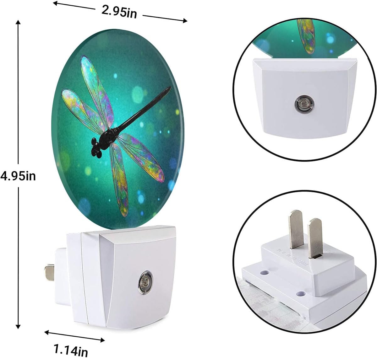 EKOBLA Dragonfly Night Light Fantasy Green Dragonfly Night Lights Plug into Wall for Boys Girls, Led Lamp for Stairway/Hallway/Bedroom 0.5W Nightlight Sleep Friendly