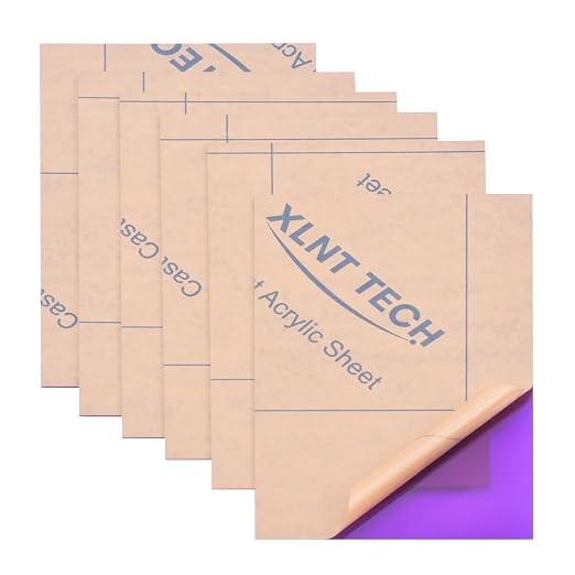 6 PCS Purple Transparent Cast Acrylic Sheets 8" x 12" x 0.118", Plexiglass