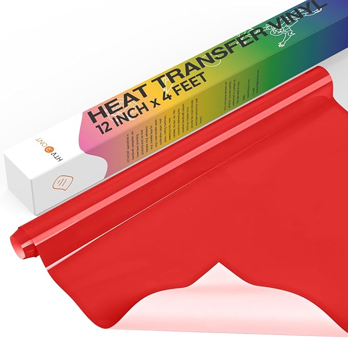 HTVRONT Heat Transfer Vinyl Roll -12" x 4FT Red HTV Vinyl