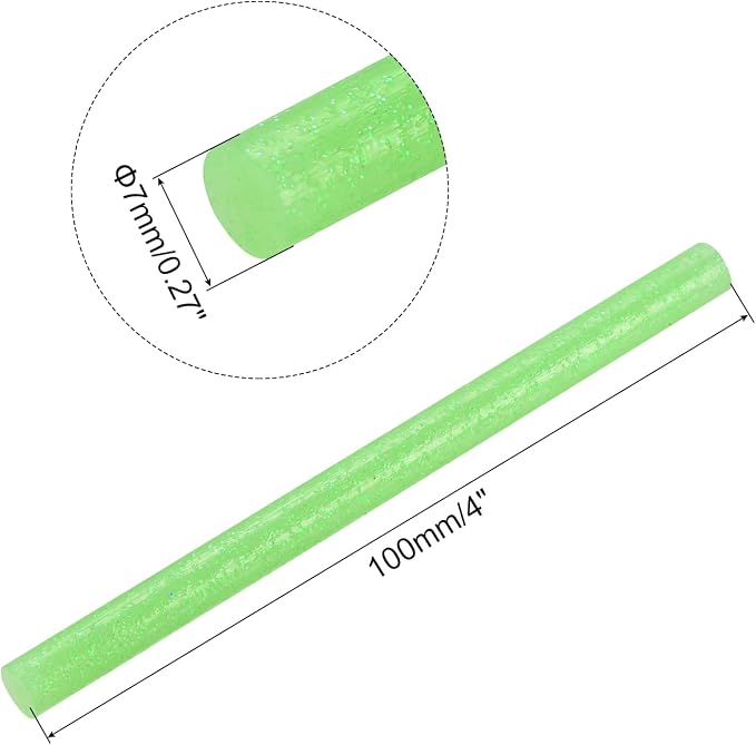 uxcell Mini Hot Glue Sticks for Glue Gun 7mm x 100mm Glitter Light Green 12pcs