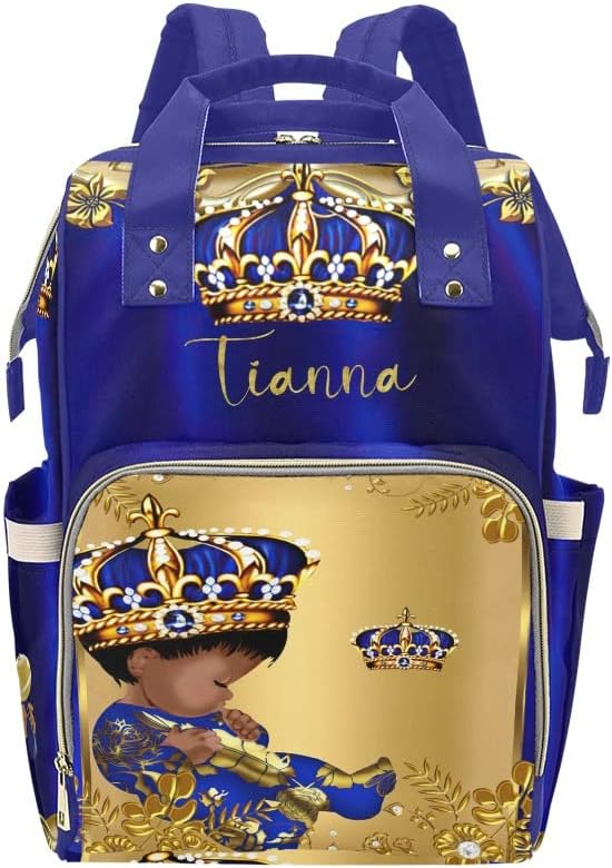 Gold Blue Hat Cute Baby Boy Diaper Bags with Name Waterproof Mummy Backpack Nappy Nursing Baby Bags Gifts Tote Bag for Women