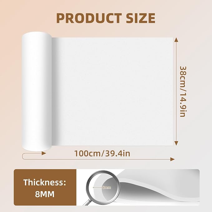 39"x15" EVA Foam Roll, 86 kg/m3 High Density 8MM Thick Foam Sheets, Flexible &