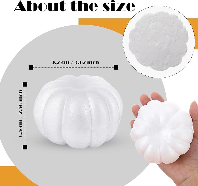 Lenwen 24 Pcs Fall White Foam Pumpkins