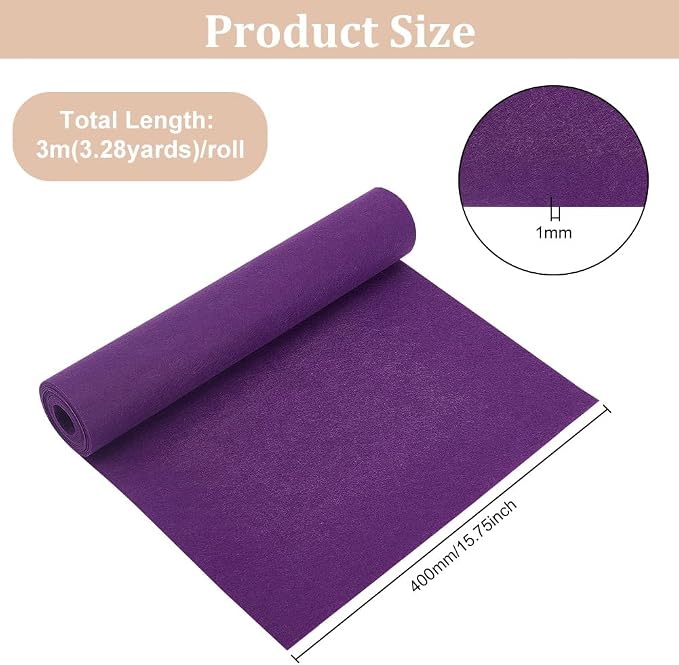 BENECREAT 10FT 15.74 Inch Wide Dark Orchid Felt Roll, 1mm Thick Fabric Sheets