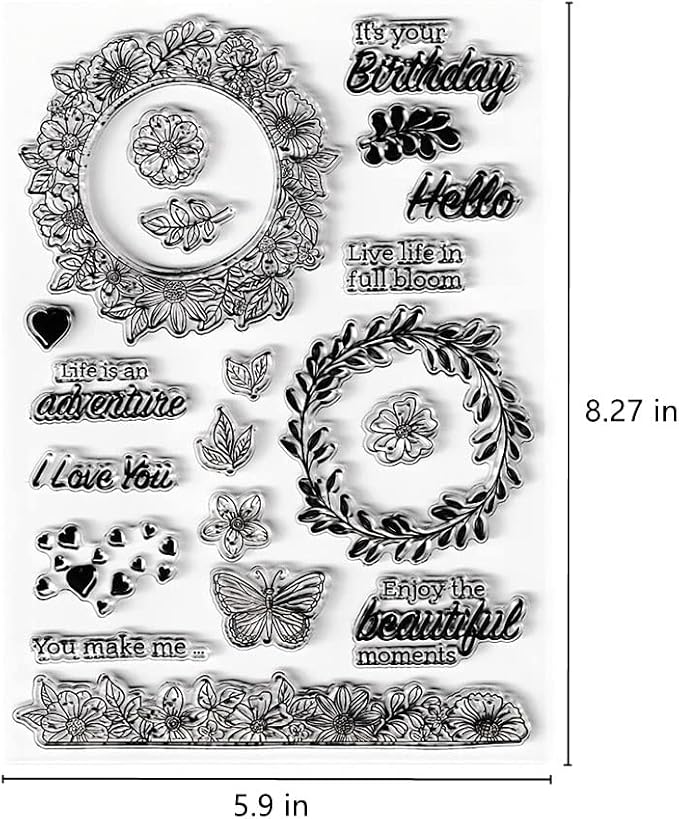 Flower Wreath Lace Clear Stamps Silicone Stamp Cards
