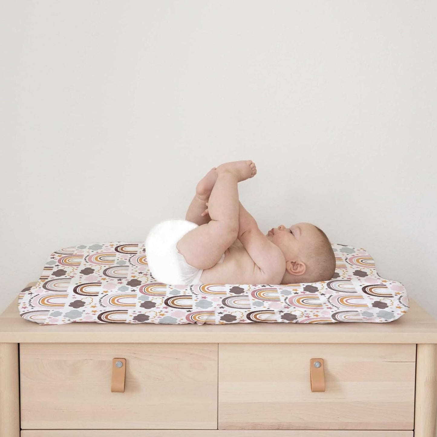 Colorful Boho Rainbow Changing Pad Covers Cute Rainbow Clouds Stars Fitted Baby Change Table Sheets for Boys Girls Soft Breathable Stretchy Changing Table Cover 32''x16''