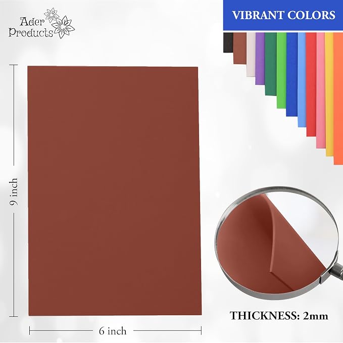 Brown Eva Foam Sheets, 2mm Thick, 6 x 9 Inch, Handicraft Foam Paper